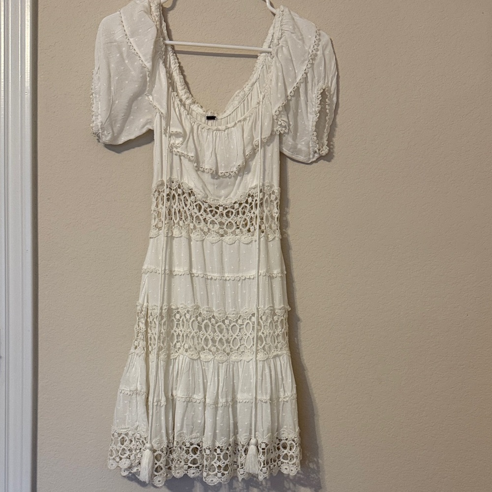 Free People Creamy White Lace Mini Dress